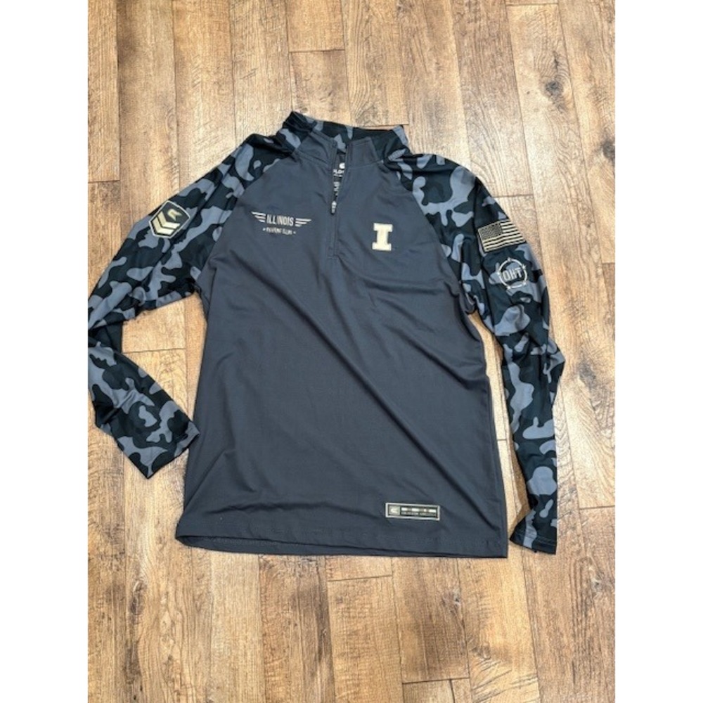 Mens Colosseum Illinois Fighting Illini Camo Quarter Zip Pullover Shirt M